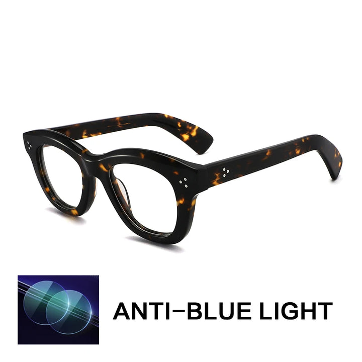Gatenac Unisex Full Rim Square Thick Acetate Reading Glasses G2416