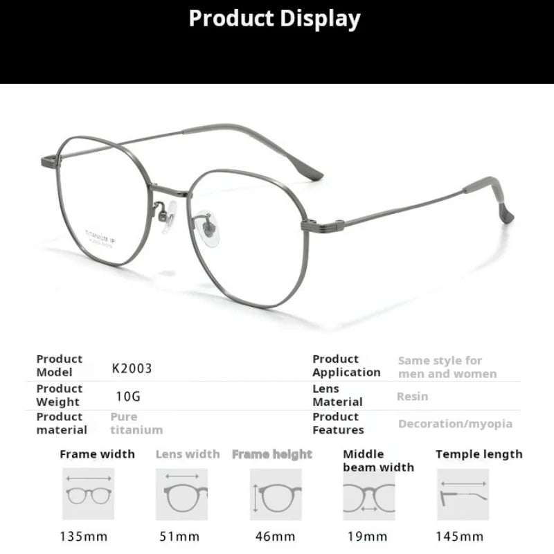 Momoja Women's Full Rim Polygon Square Titanium Alloy Eyeglasses 722003