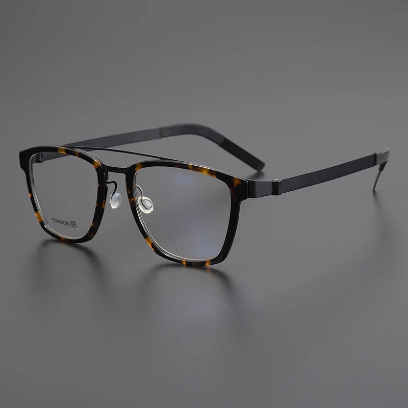 Black Mask Unisex Full Rim Double Bridge Titanium Square Eyeglasses 4507 Full Rim Black Mask   