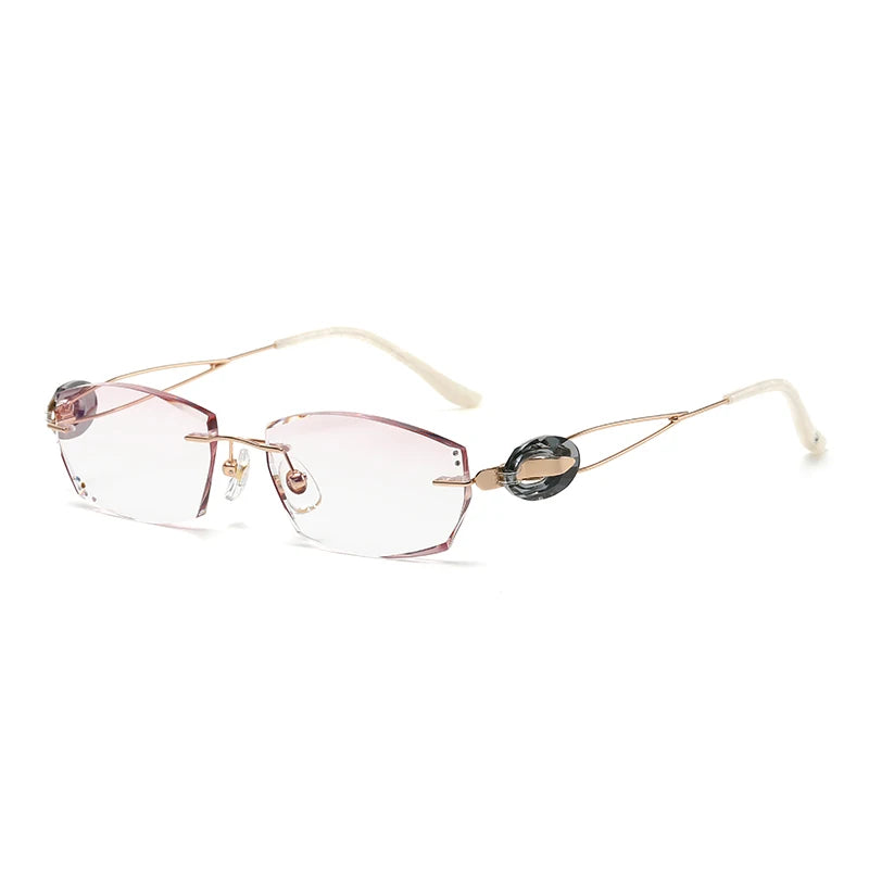 Reven Jate Women's Rimless Oval Rectangle Titanium Eyeglasses 50221