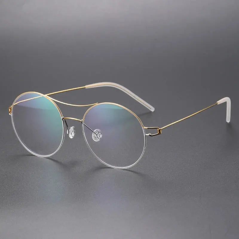 Bobbie 820241 Unisex Double Bridge Full Rim Round Titanium Frames FuzWeb