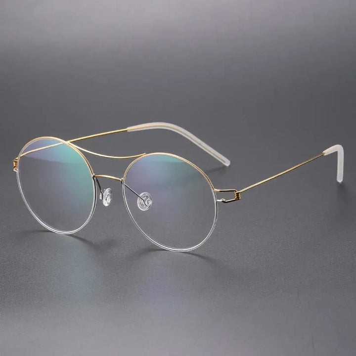 Bobbie 820241 Unisex Double Bridge Full Rim Round Titanium Frames FuzWeb