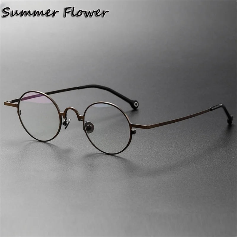 Summer Flower Unisex Full Rim Round Titanium-Alloy Eyeglasses 369080