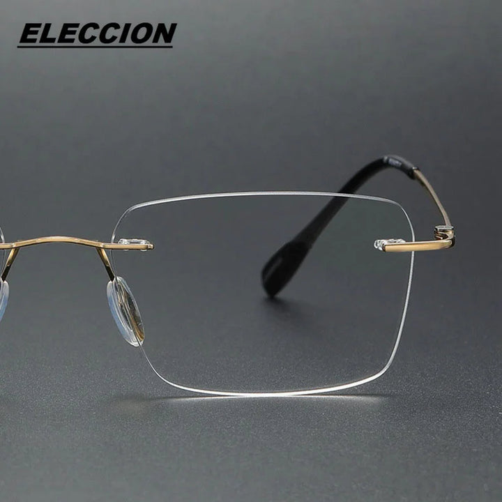 Eleccion Women's Rimless Square Titanium Eyeglasses 80965