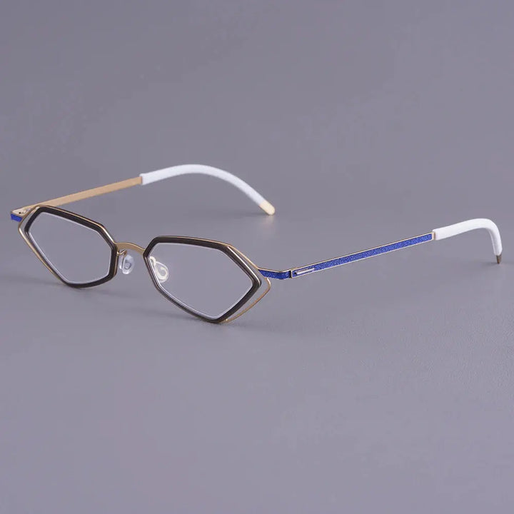 Bobbie 339576 Unisex Acetate Full Rim Polygon Oval Titanium Frames FuzWeb