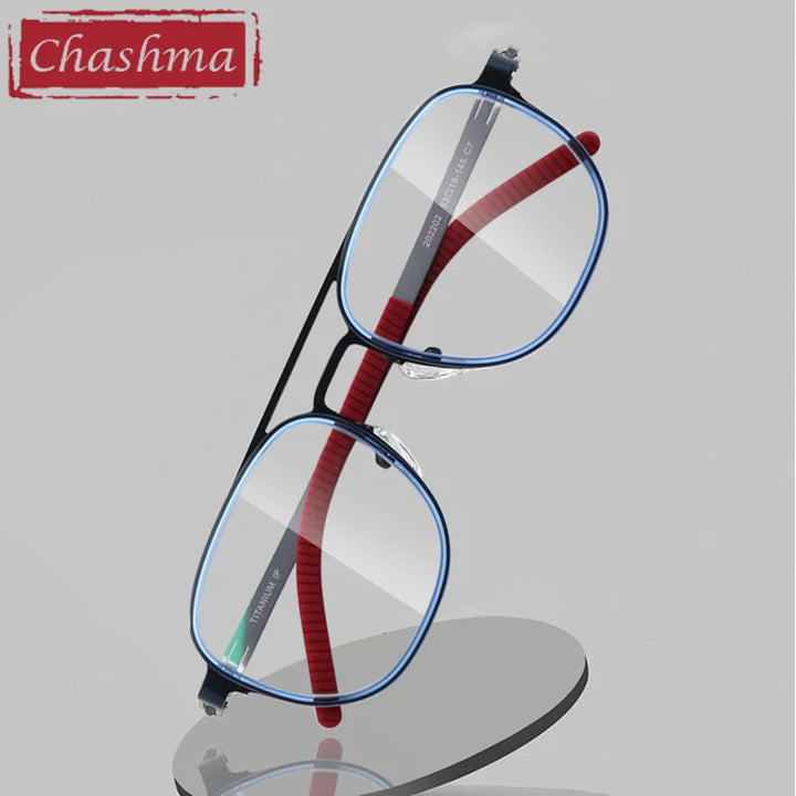 Chashma Ochki Unisex Full Rim Square Double Bridge Titanium Eyeglasses 4422 Full Rim Chashma Ochki   