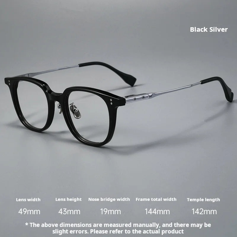 Momoja Unisex Full Rim Square Round Acetate Titanium Eyeglasses 78150