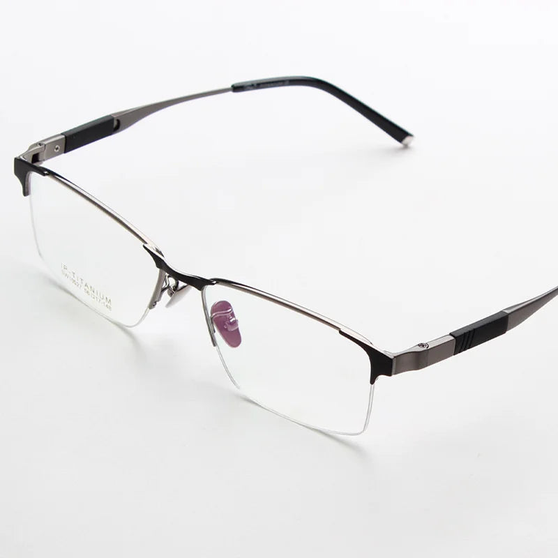 Chashma Ochki Men's Semi Rim Square Titanium Eyeglasses 100274
