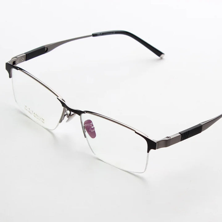 Chashma Ochki Men's Semi Rim Square Titanium Eyeglasses 100274