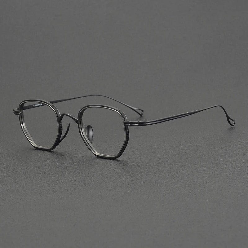 Aror Unisex Full Rim Flat Bottom Polygon Titanium Eyeglasses 631235