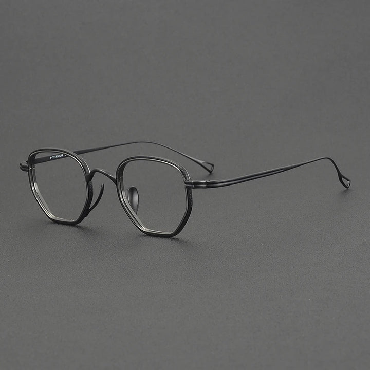 Aror Unisex Full Rim Flat Bottom Polygon Titanium Eyeglasses 631235