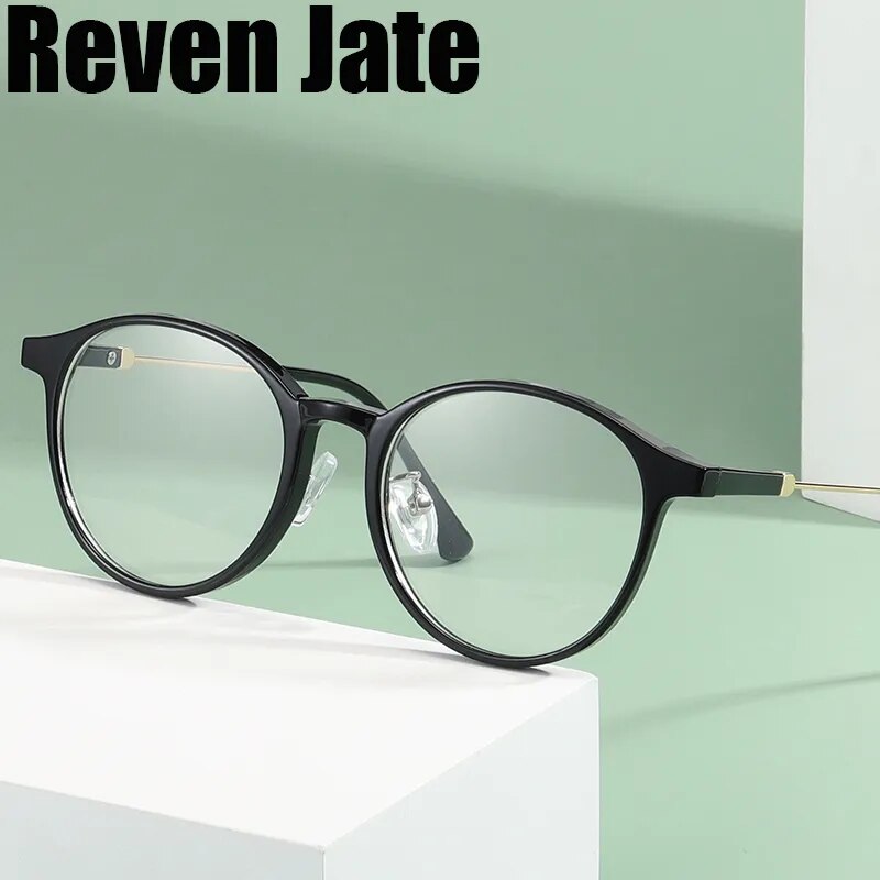 Reven Jate Unisex Full Rim Round Tr 90 Alloy Eyeglasses 81291 Full Rim Reven Jate   