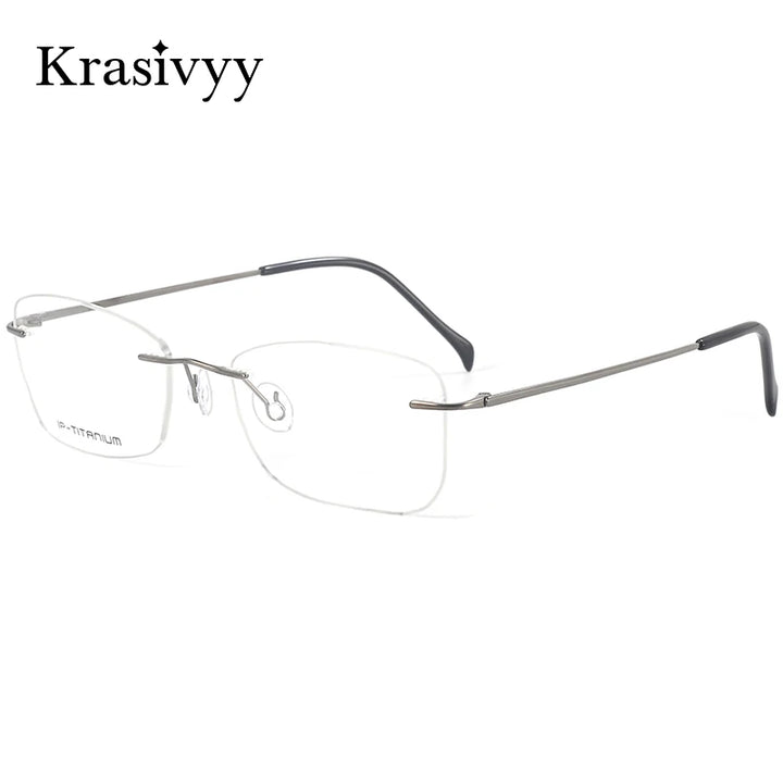 Krasivyy Unisex Rimless Oval Titanium Prescription Eyeglasses KR16022 - view 3