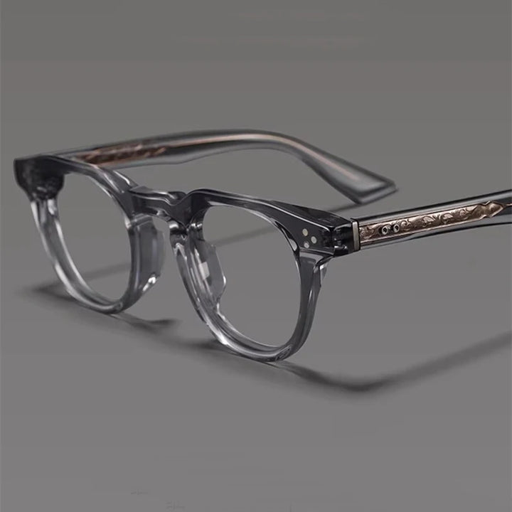 Black Mask Unisex Full Rim Round Acetate Eyeglasses BM-B55008