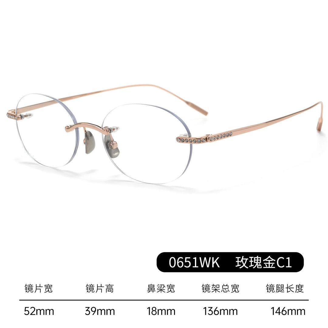 Bclear Women Rimless Oval Titanium Eyeglasses BSF-0651WK