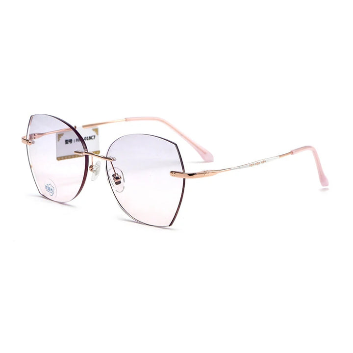 KatKani Women's Rimless Polygonal Titanium Eyeglasses 30183 Rimless KatKani Eyeglasses   