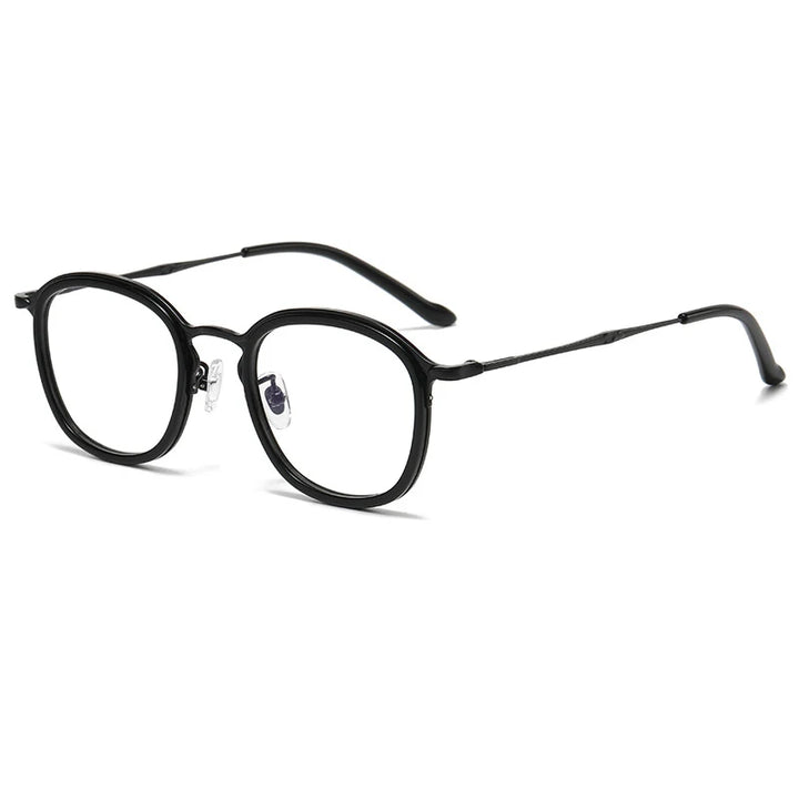 Gatenac Unisex Full Rim Square Titanium Acetate Eyeglasses GXYJ964r Full Rim Gatenac Black  