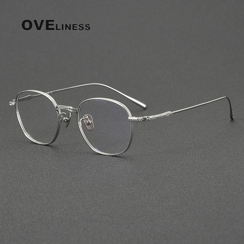 Oveliness Women's Full Rim Oval Square Titanium Eyeglasses 44301 Full Rim Oveliness silver