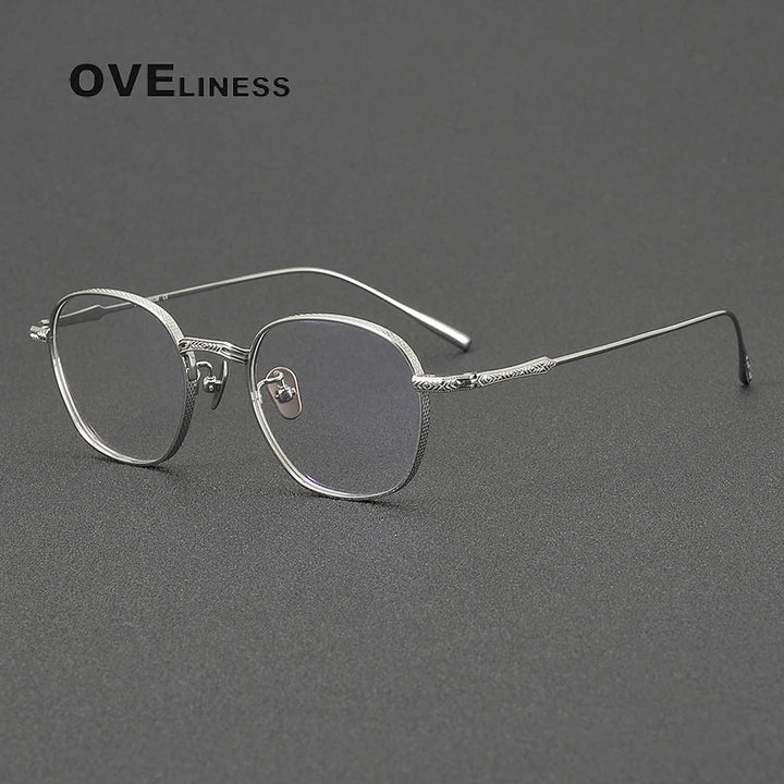 Oveliness Women's Full Rim Oval Square Titanium Eyeglasses 44301 Full Rim Oveliness silver