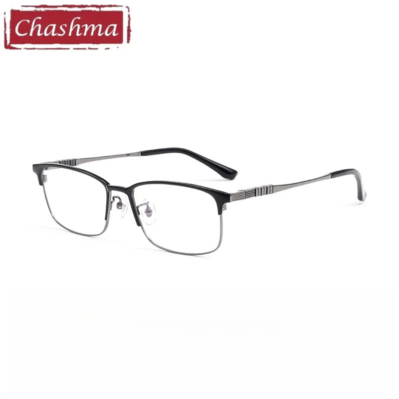 Chashma Ochki Unisex Semi Rim Square Titanium Tr 90 Eyeglasses 883127