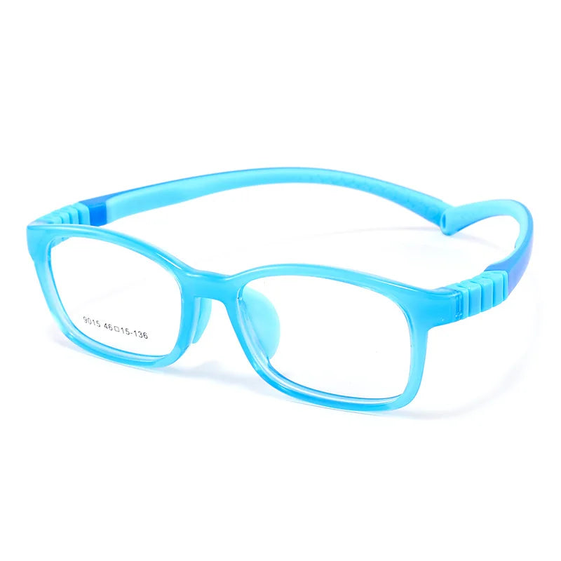 Yimaruili Unisex Youth's Full Rim Square Tr 90 Silicone Eyeglasses Y9015 Full Rim Yimaruili Eyeglasses Blue  