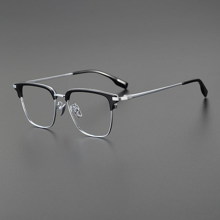 Gatenac Men's Full Rim Big Square Titanium Eyeglasses Gxyj1079 Full Rim Gatenac   