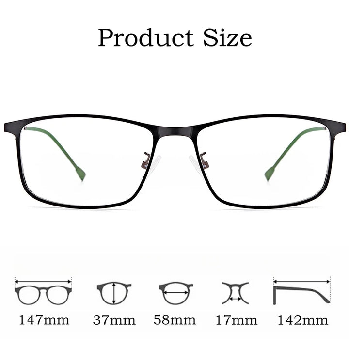 Yimaruili Men's Full Rim Big Square Alloy Eyeglasses 8835 Full Rim Yimaruili Eyeglasses   