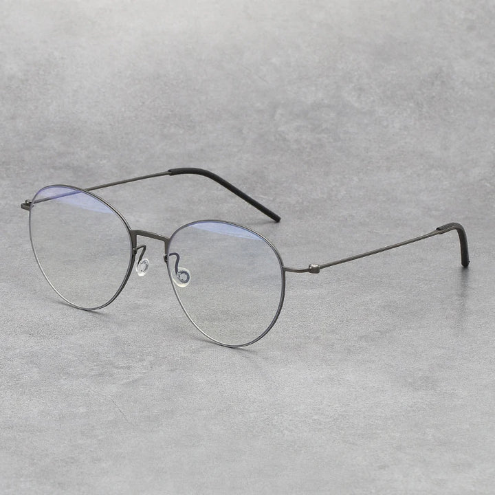 Black Mask Unisex Full Rim Round Screwless Titanium Eyeglasses 5531 Full Rim Black Mask Gun Gray  