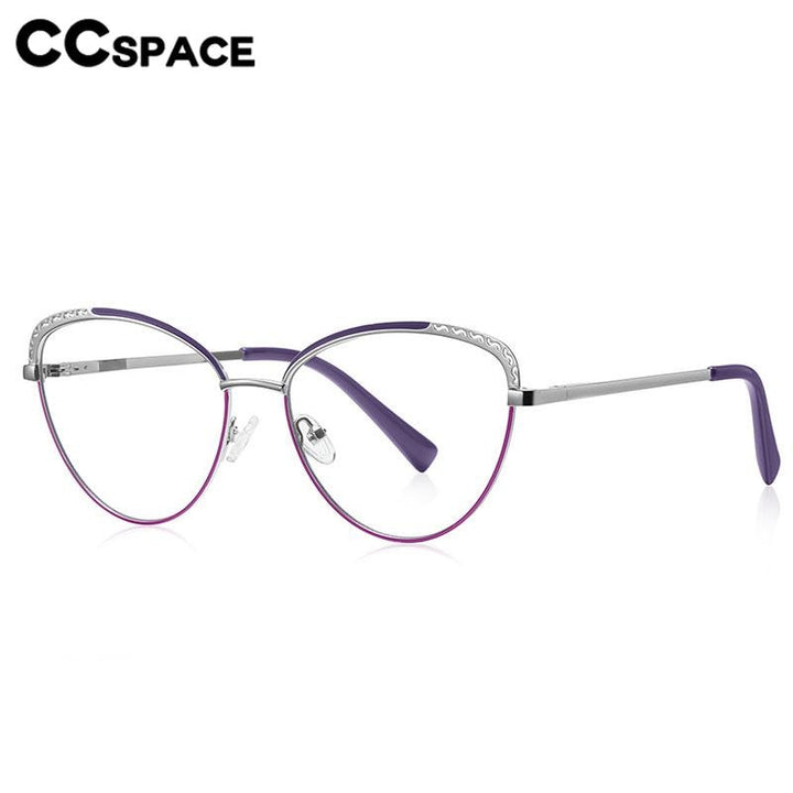 CCspace Women's Full Rim Square Cat Eye Alloy Eyeglasses 56798 Full Rim CCspace   