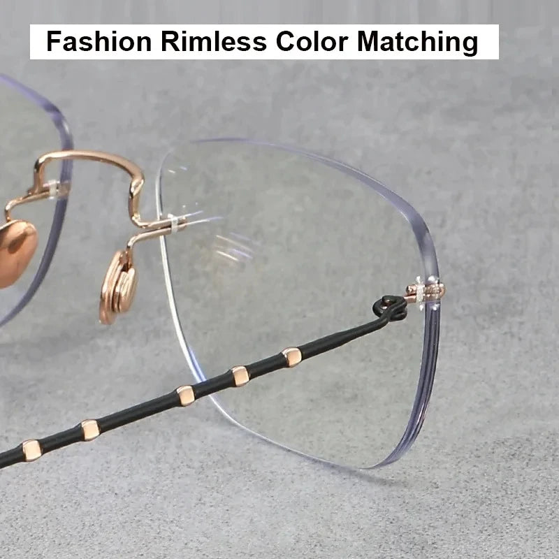 Aimee Unisex Rimless Square Titanium Eyeglasses 2130 Rimless Aimee   