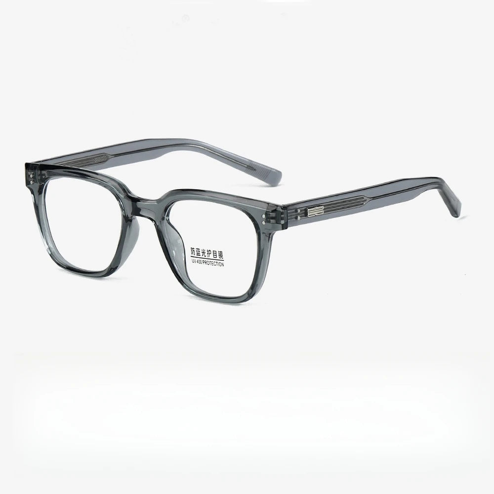 Yimaruili Unisex Full Rim Square Thick Tr 90 Eyeglasses Y9136 Full Rim Yimaruili Eyeglasses Transparent Gray  