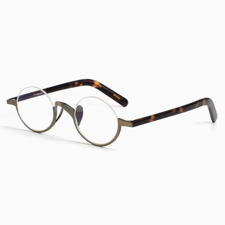 Black Mask Women's Semi Rim Round Titanium Acetate Eyeglasses 366980