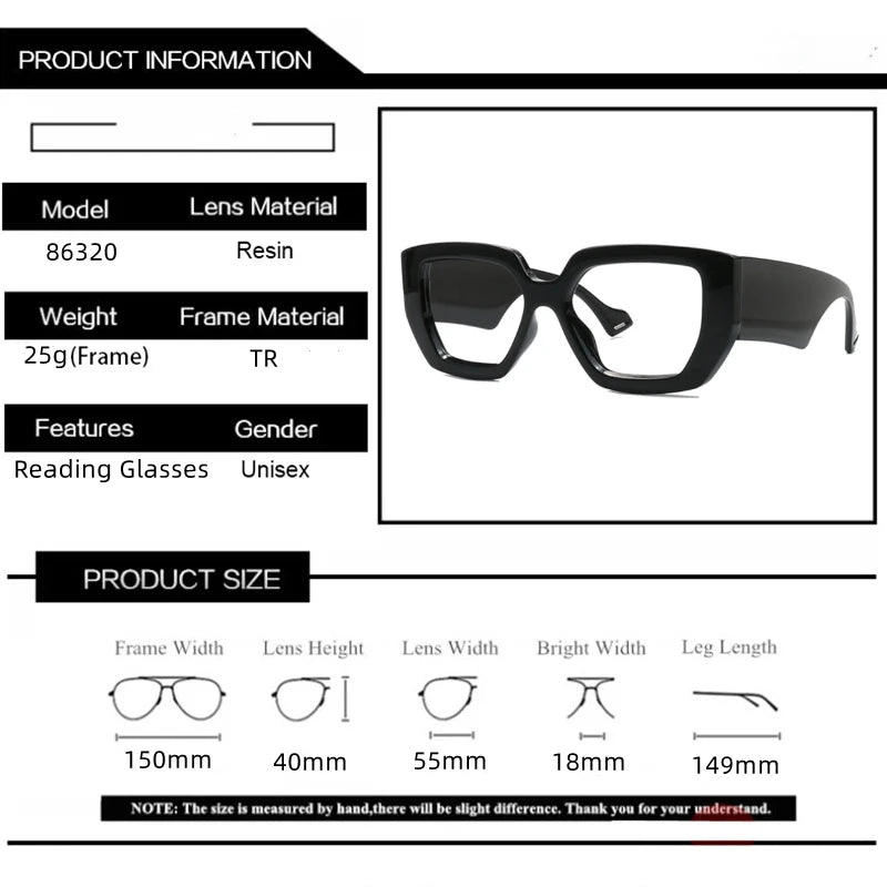 Kocolior Unisex Full Rim Square Acetate Photochromic Reading Glasses 86320