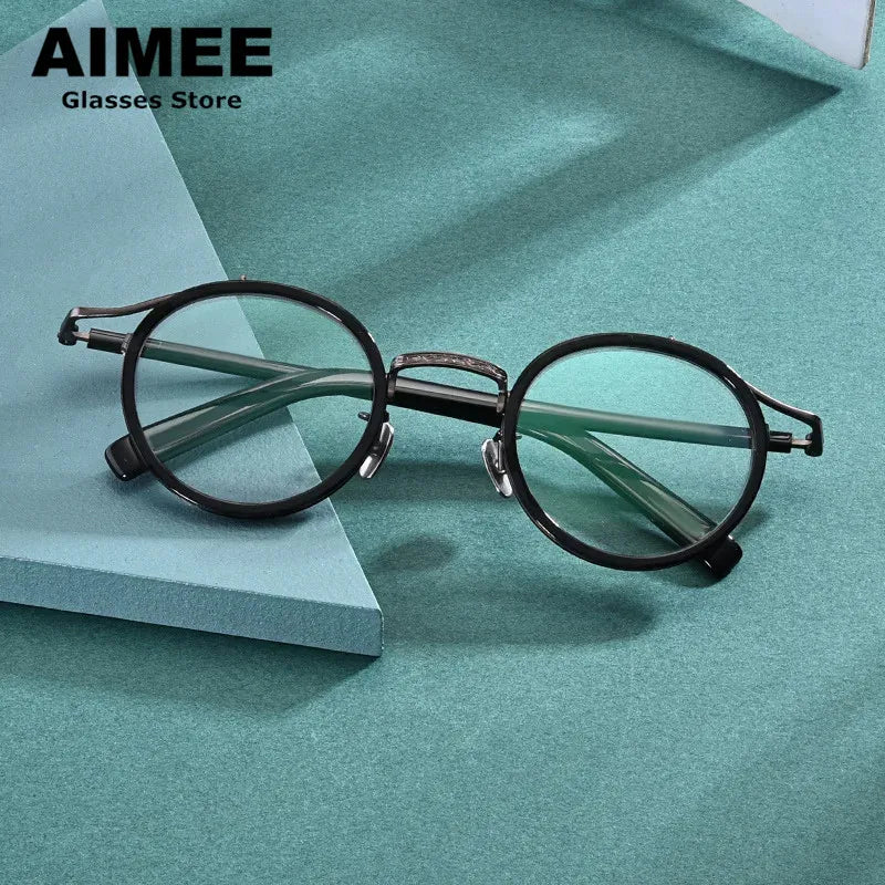 Aimee Unisex Full Rim Round Titanium Acetate Eyeglasses 2810 Full Rim Aimee   