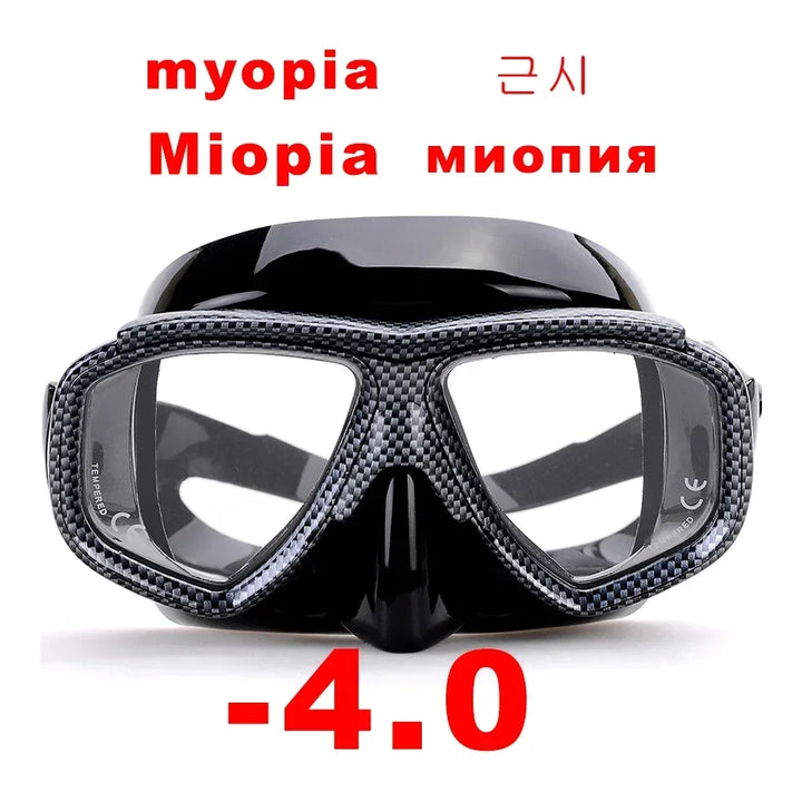 Aleefa Unisex Goggle Pc Tempered Glass Lens Silicone Myopic Swim Mask 64203
