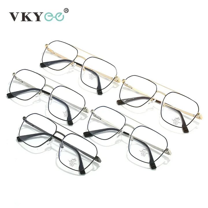 Vicky Unisex Full Rim Square Double Bridge Alloy Reading Glasses 46905 Reading Glasses Vicky   