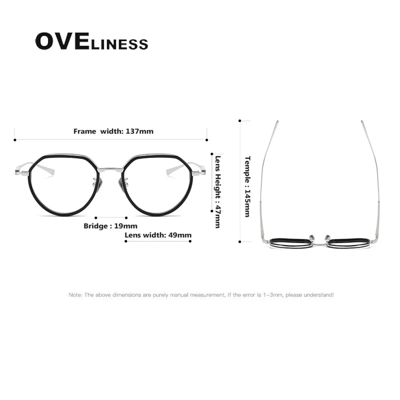 Oveliness Unisex Full Rim Flat Top Round Titanium Acetate Eyeglasses O6701 Full Rim Oveliness   