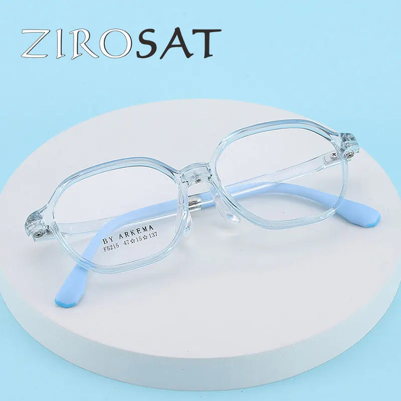 Zirosat Unisex Youth Full Rim Polygon Tr 90 Silicone Eyeglasses Z5215 Full Rim Zirosat   