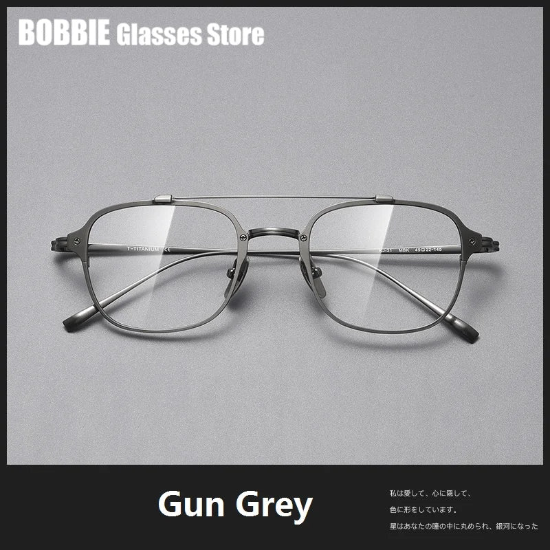 Bobbie Unisex Full Rim Square Double Bridge Titanium Eyeglasses 671319