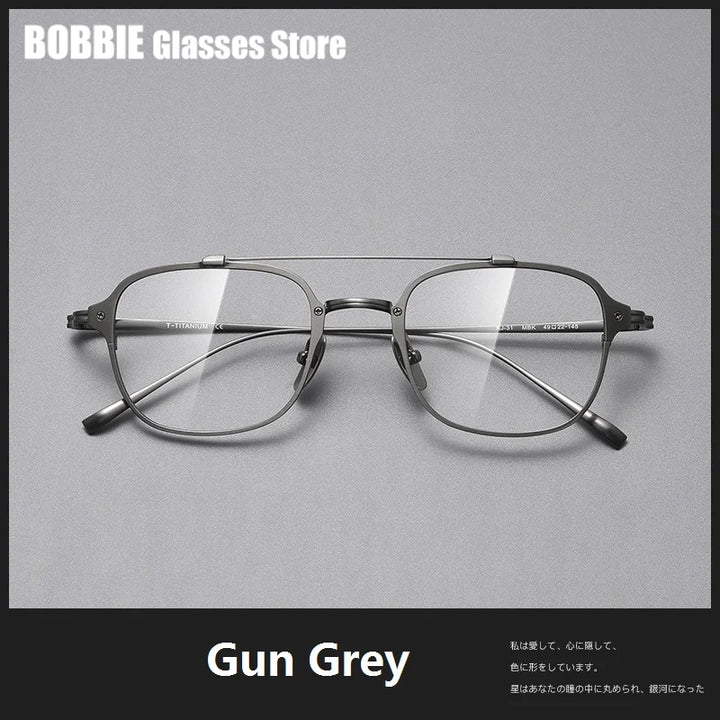 Bobbie Unisex Full Rim Square Double Bridge Titanium Eyeglasses 671319