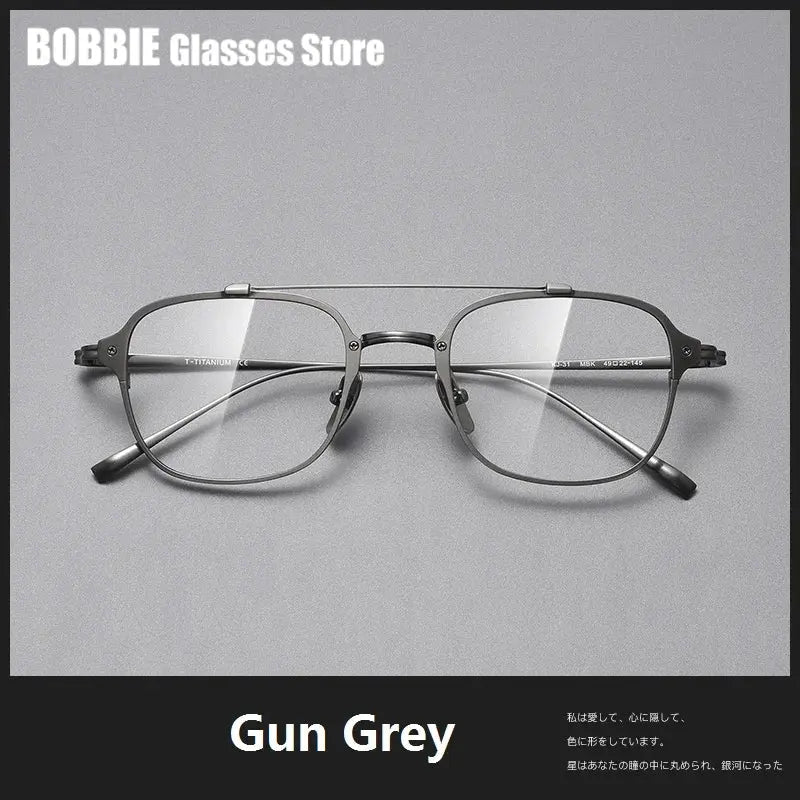 Bobbie 316900 Unisex Square Double Bridge Titanium Full Rim Frames FuzWeb