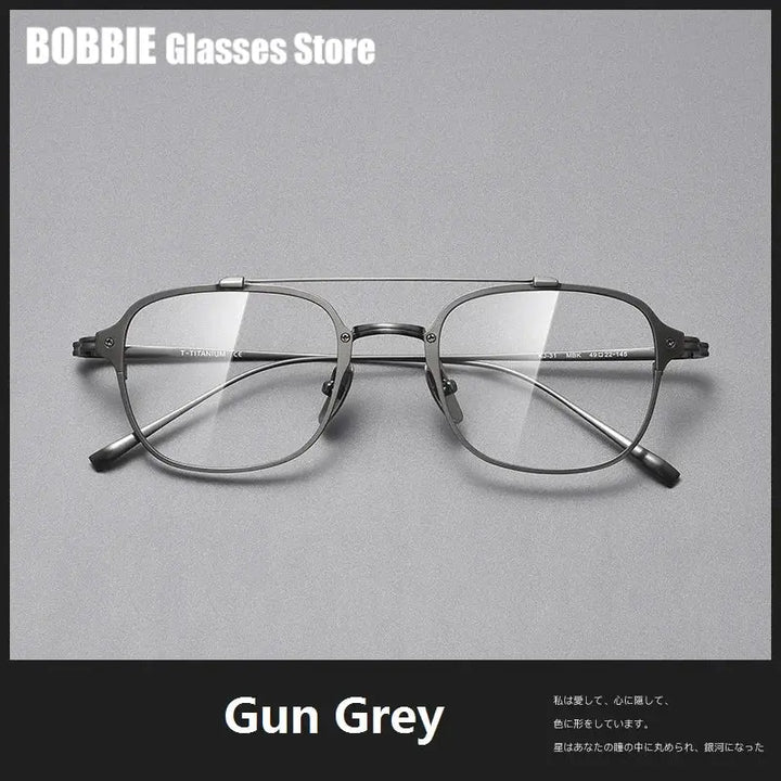 Bobbie 316900 Unisex Square Double Bridge Titanium Full Rim Frames FuzWeb