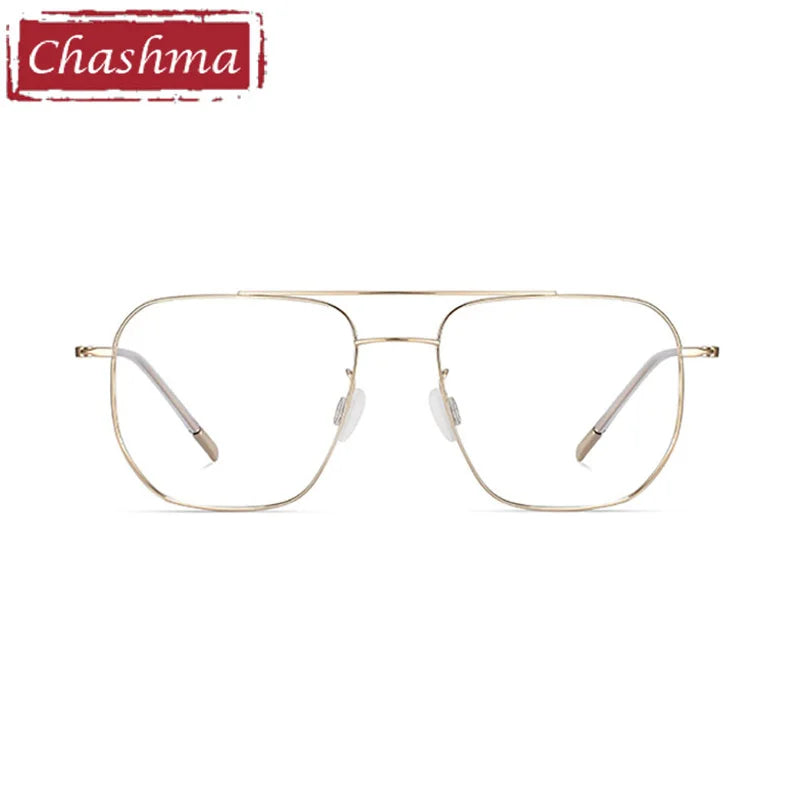 Chashma Ottica Men's Full Rim Square Double Bridge Titanium Eyeglasses 7248 Full Rim Chashma Ottica   