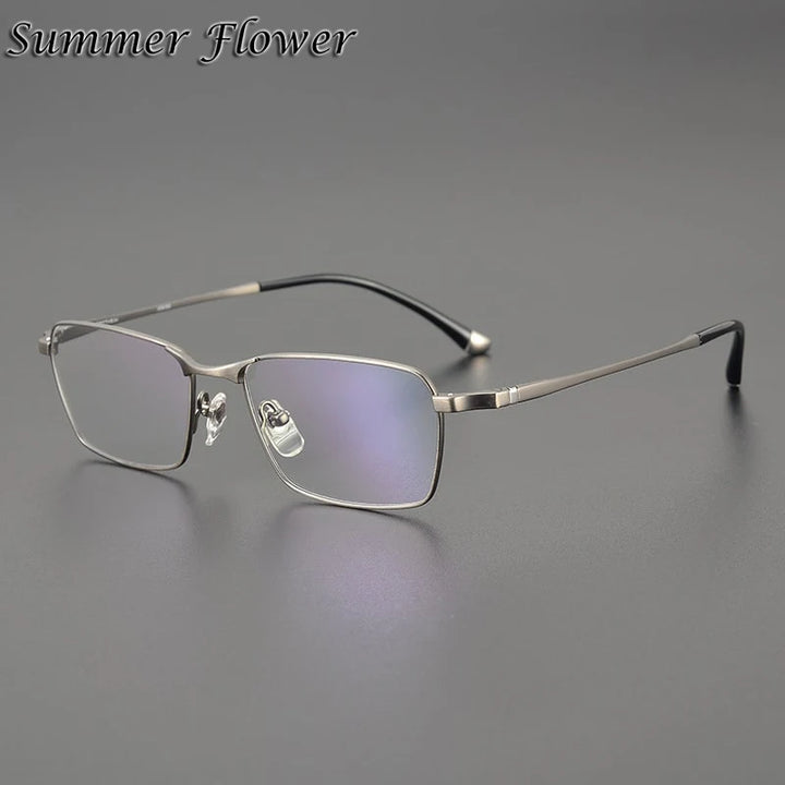 Summer Flower Men's Full Rim Polygon Square Titanium Eyeglasses 15585 Full Rim Summer Flower Gray