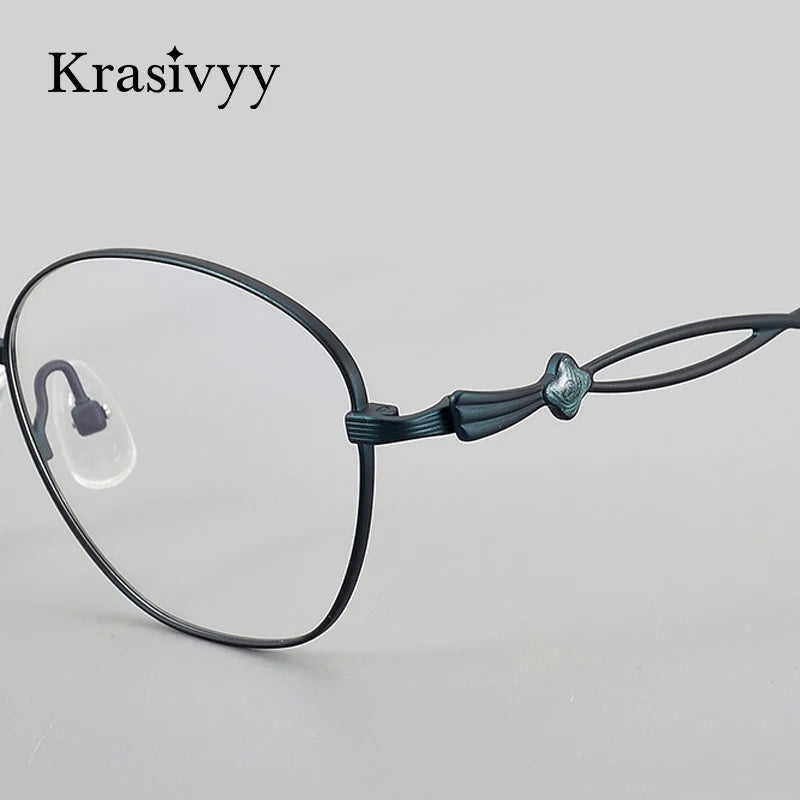 Krasivyy Women's Full Rim Oval Round Titanium Eyeglasses 443012 Semi Rim Krasivyy   