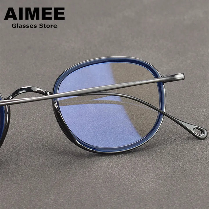 Aimee Unisex Full Rim Square Oval Titanium Acetate Eyeglasses 1173 Full Rim Aimee   