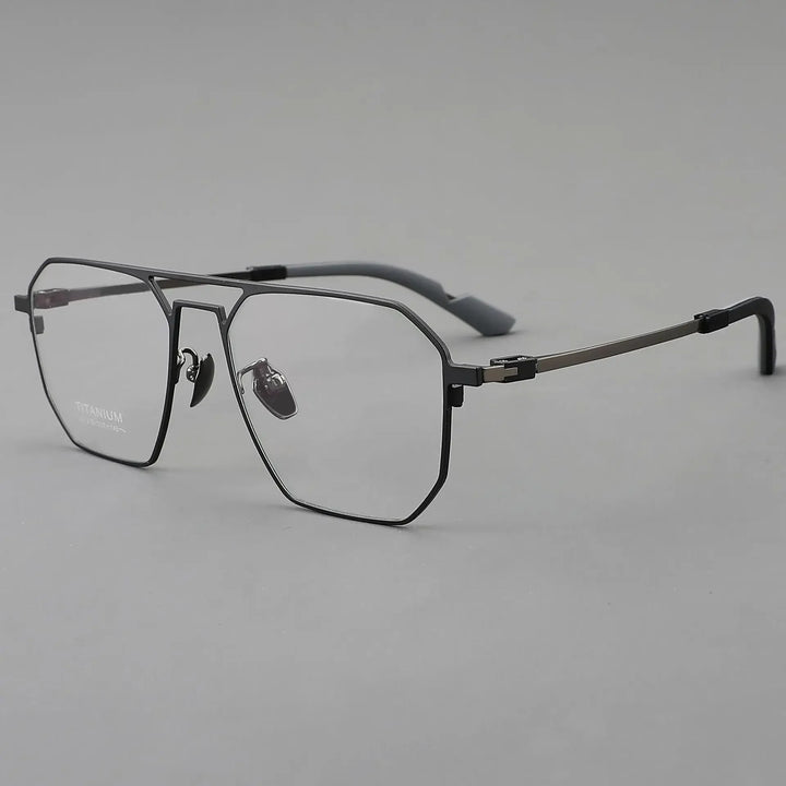 Aror Men's Full Rim Square Oval Double Bridge Titanium Eyeglasses 3613 Full Rim Aror C1