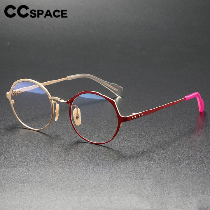 CCSpace Unisex Full Rim Irregular Round Titanium Eyeglasses 56614 Full Rim CCspace   