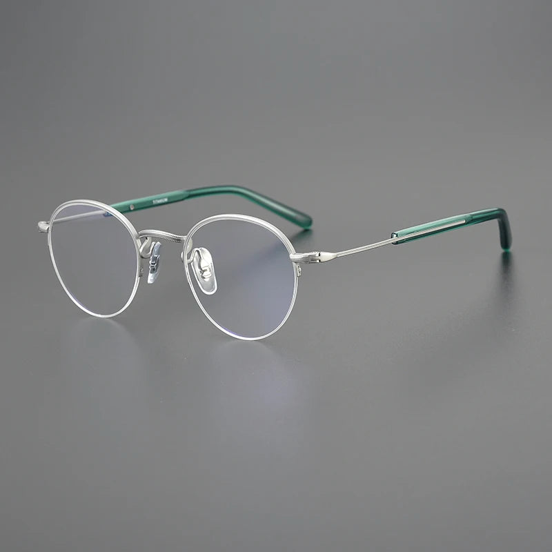 Black Mask Unisex Semi Rim Oval Round Titanium Eyeglasses 517110
