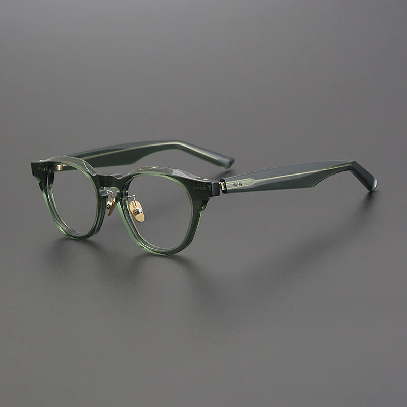 Gatenac Unisex Full Rim Round Acetate Eyeglasses Gxyj1189 Full Rim Gatenac Green  